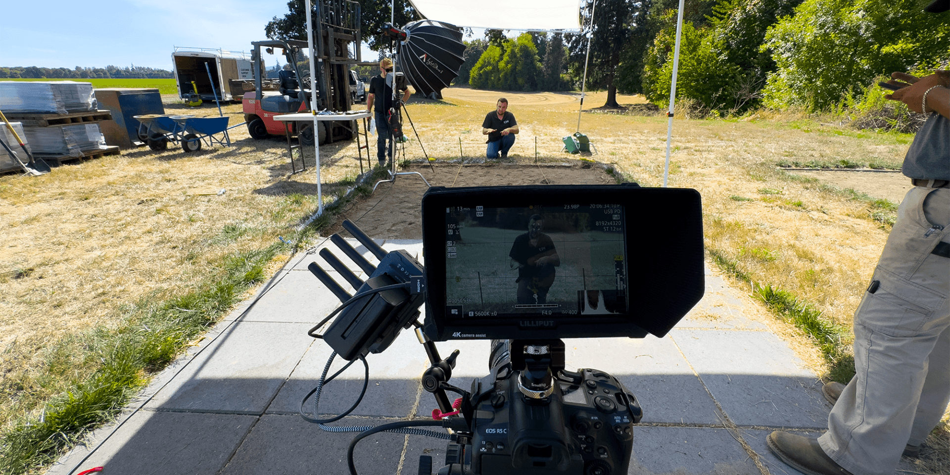Behind the scenes of a paving stone product education shoot